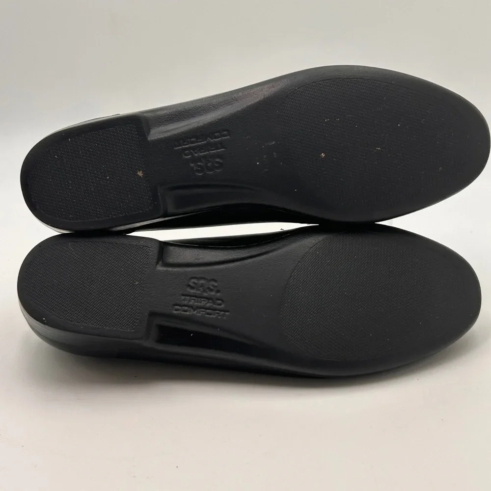 SAS Bit Loafers Women 9 Black Leather Silver Hardware Comfort Officecore